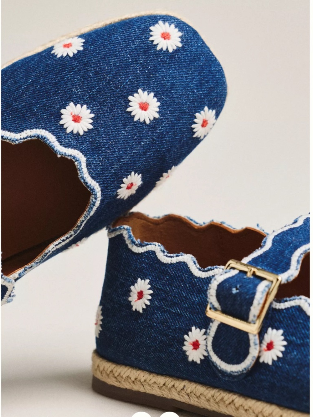 New in Box Maeve for Anthropologie Scalloped Edge Espadrille Mary Jane Flats - Picture 3 of 3
